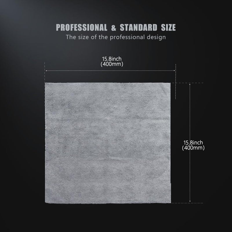 SPTA Microfiber Cleaning Cloth, Car Wash Towels, Terry Streak Free Reusable and Washable Premium Microfiber Towels for Cars, Pack of 12, 16"x16", Grey-MT041 - Image 3